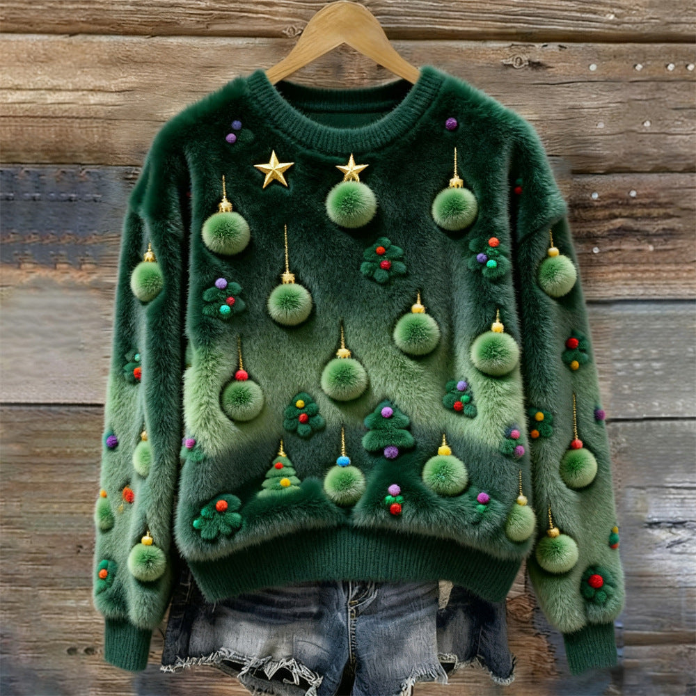 Tara | Pom-Pom Christmas Tree Fluffy Jumper