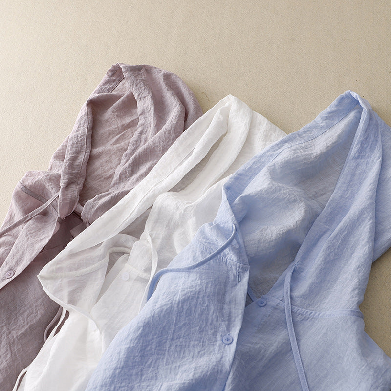 CORAL LINEN HOODIE