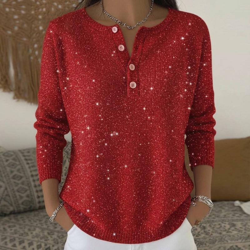Rachel | Sparkle Button Henley Cardigan