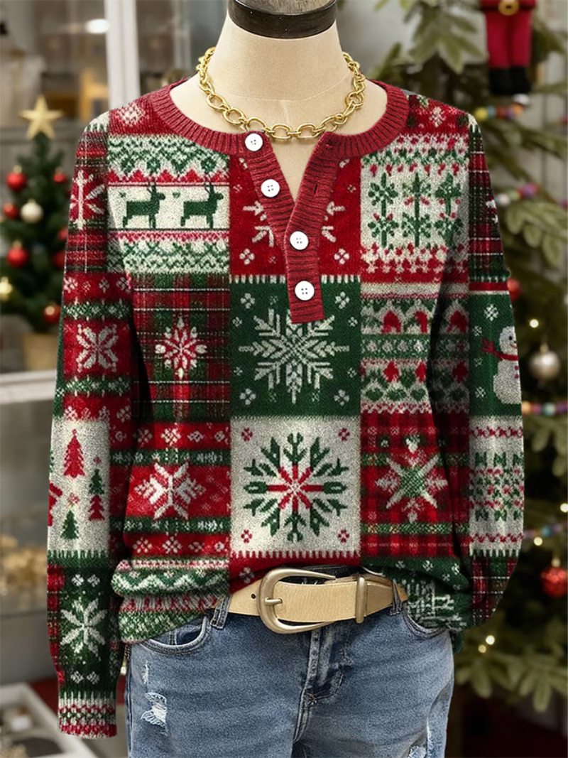 Sanne - Christmas Jumper with Reindeer and Snowflakes