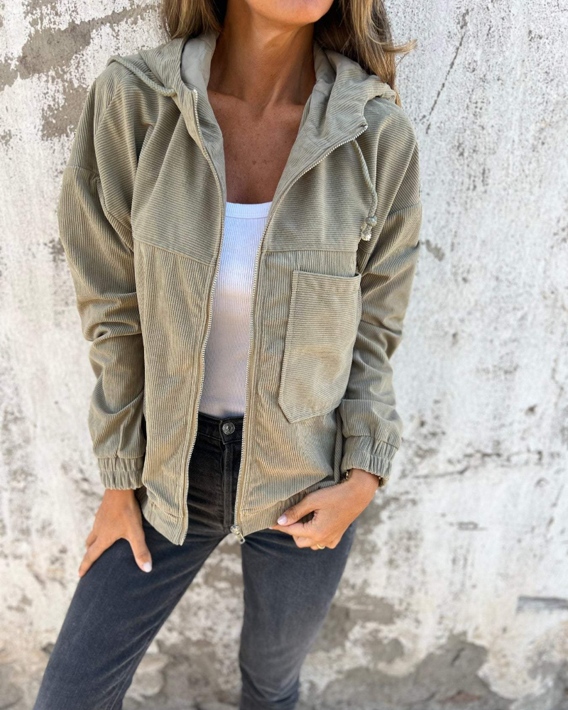 Everly | Corduroy Zip-Up Hoodie