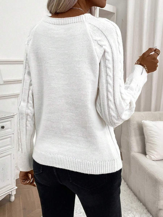 Abbey | Button-Detail Cable Knit Jumper
