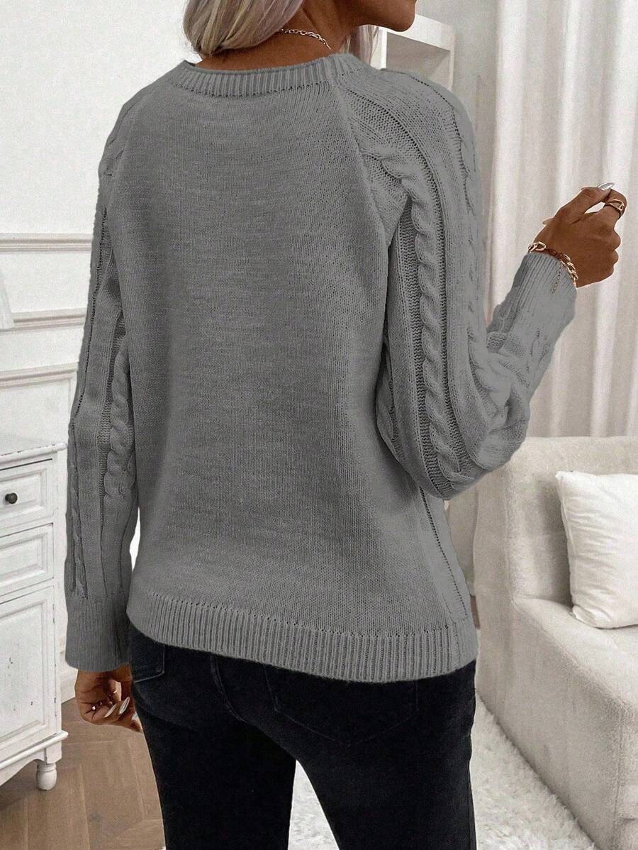 Abbey | Button-Detail Cable Knit Jumper