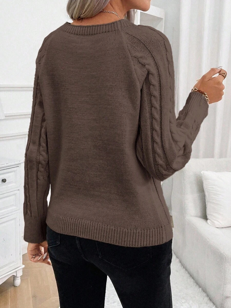 Abbey | Button-Detail Cable Knit Jumper