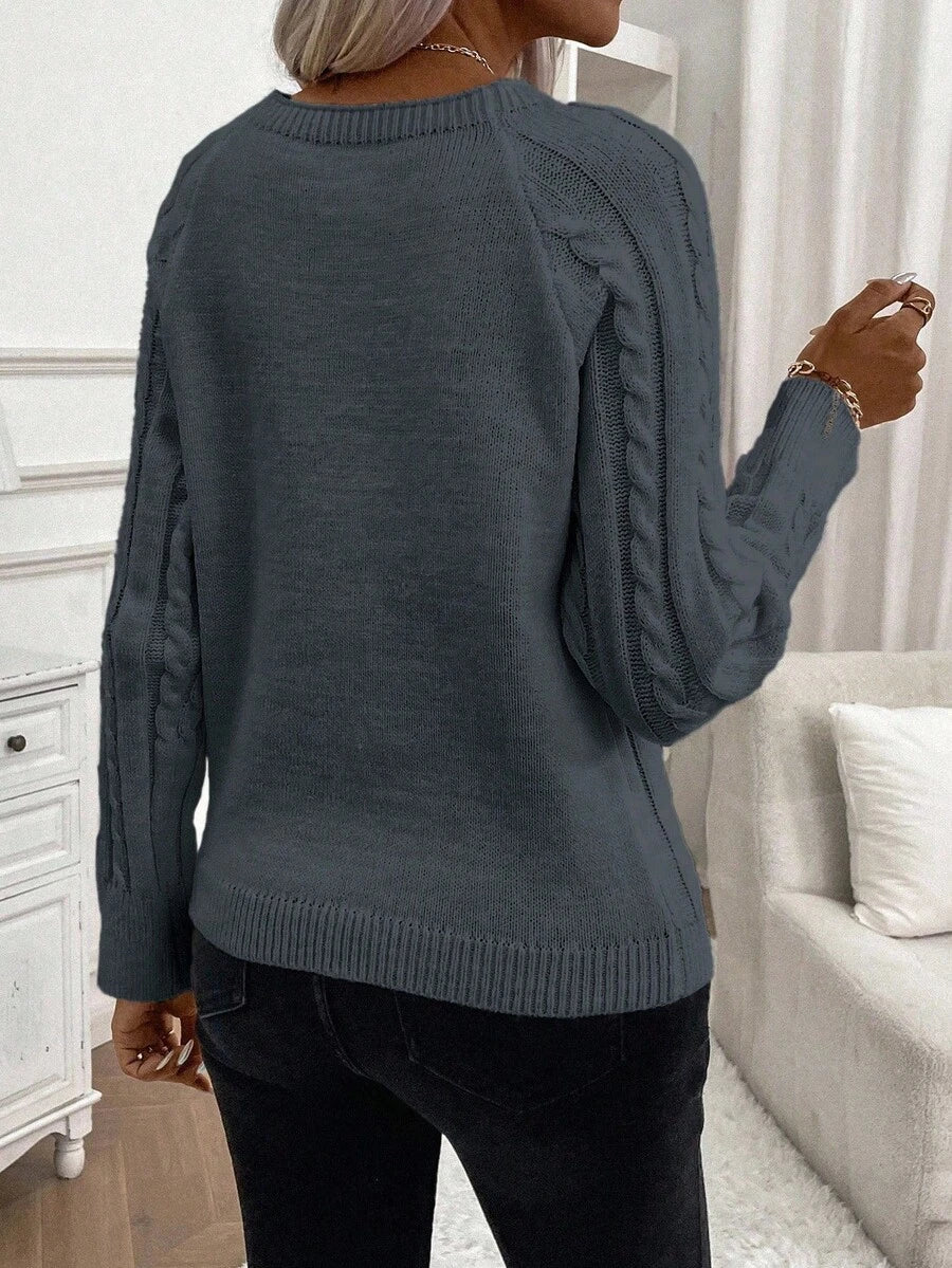 Abbey | Button-Detail Cable Knit Jumper