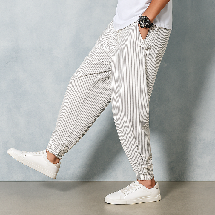 Aurelio™ - STRIPED COTTON TROUSERS WITH A RELAXED FIT