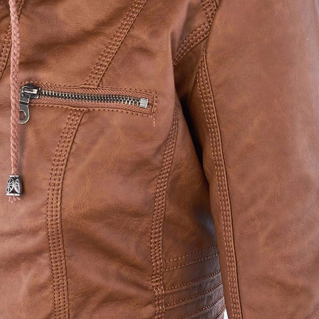 Odessa | Waterproof Leather Jacket with Hood