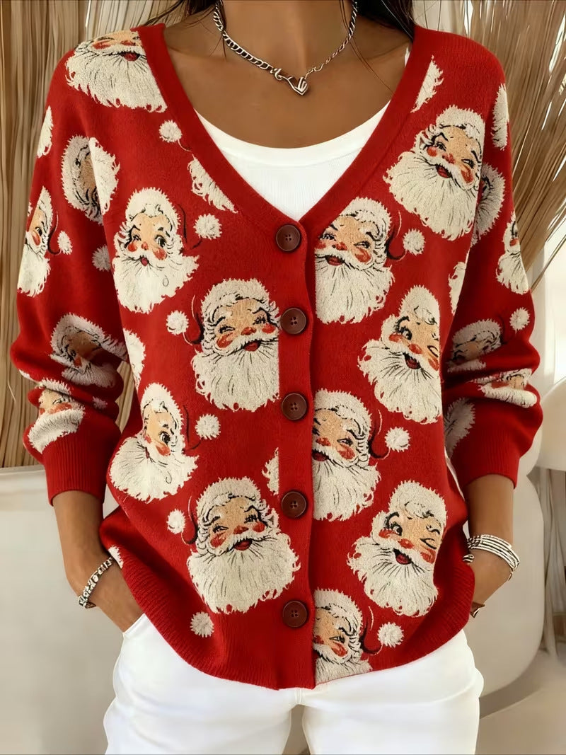 Olivia | Jolly Santa Face Cardigan