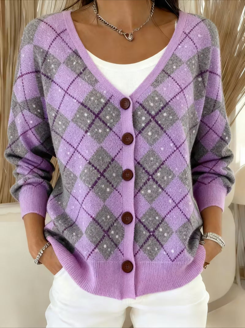 Freya | Sparkle Argyle Cardigan