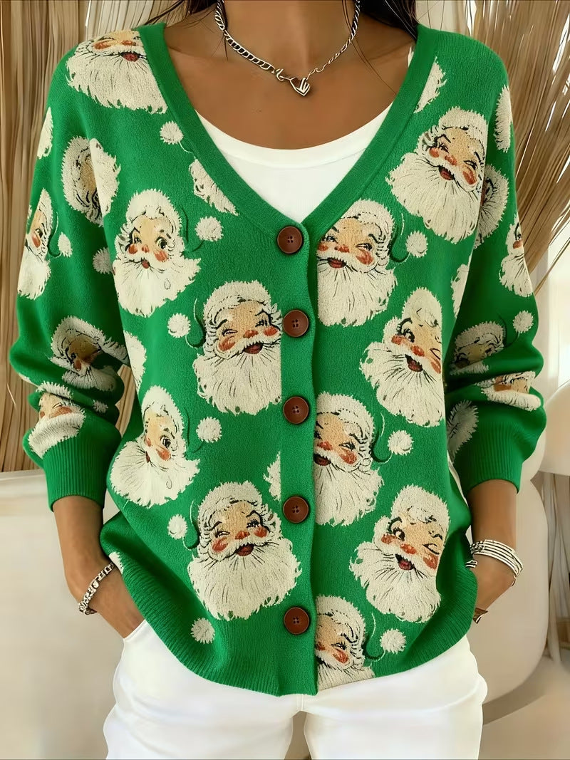 Olivia | Jolly Santa Face Cardigan