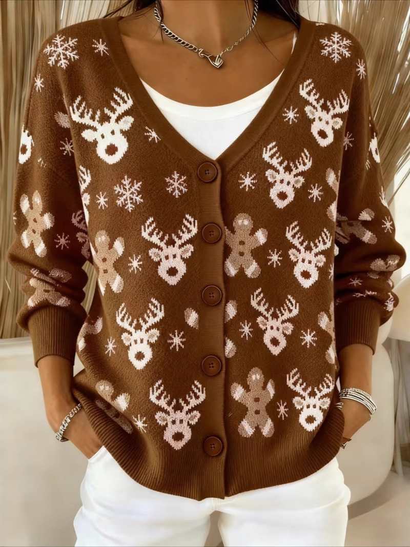 Alice | Reindeer Fair Isle Cardigan