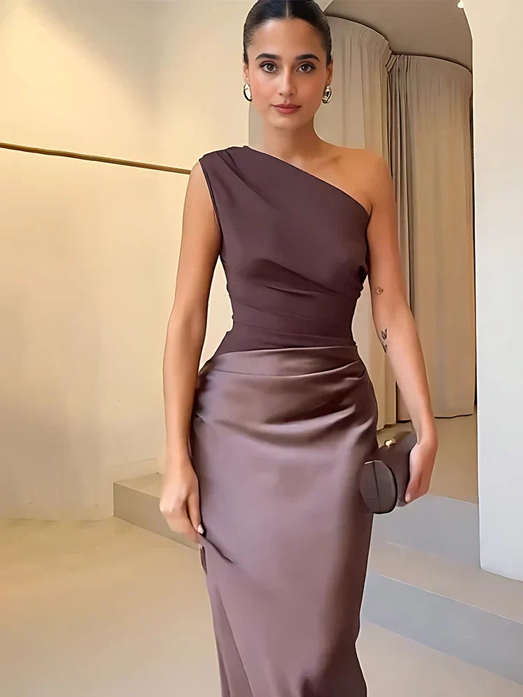 Griselda | One-Shoulder Satin Maxi Dress