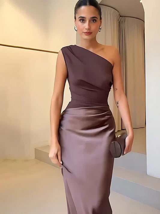 Griselda | One-Shoulder Satin Maxi Dress