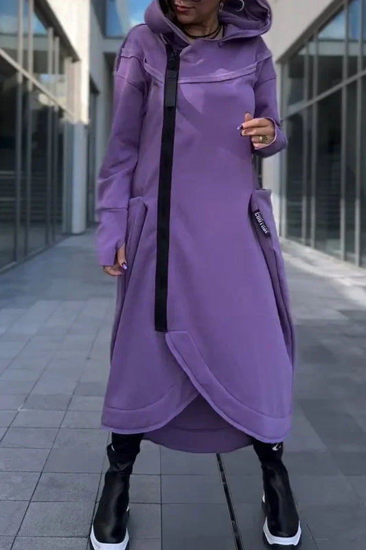 Rachele | Lightweight Long Zip-up Hoodie Dress